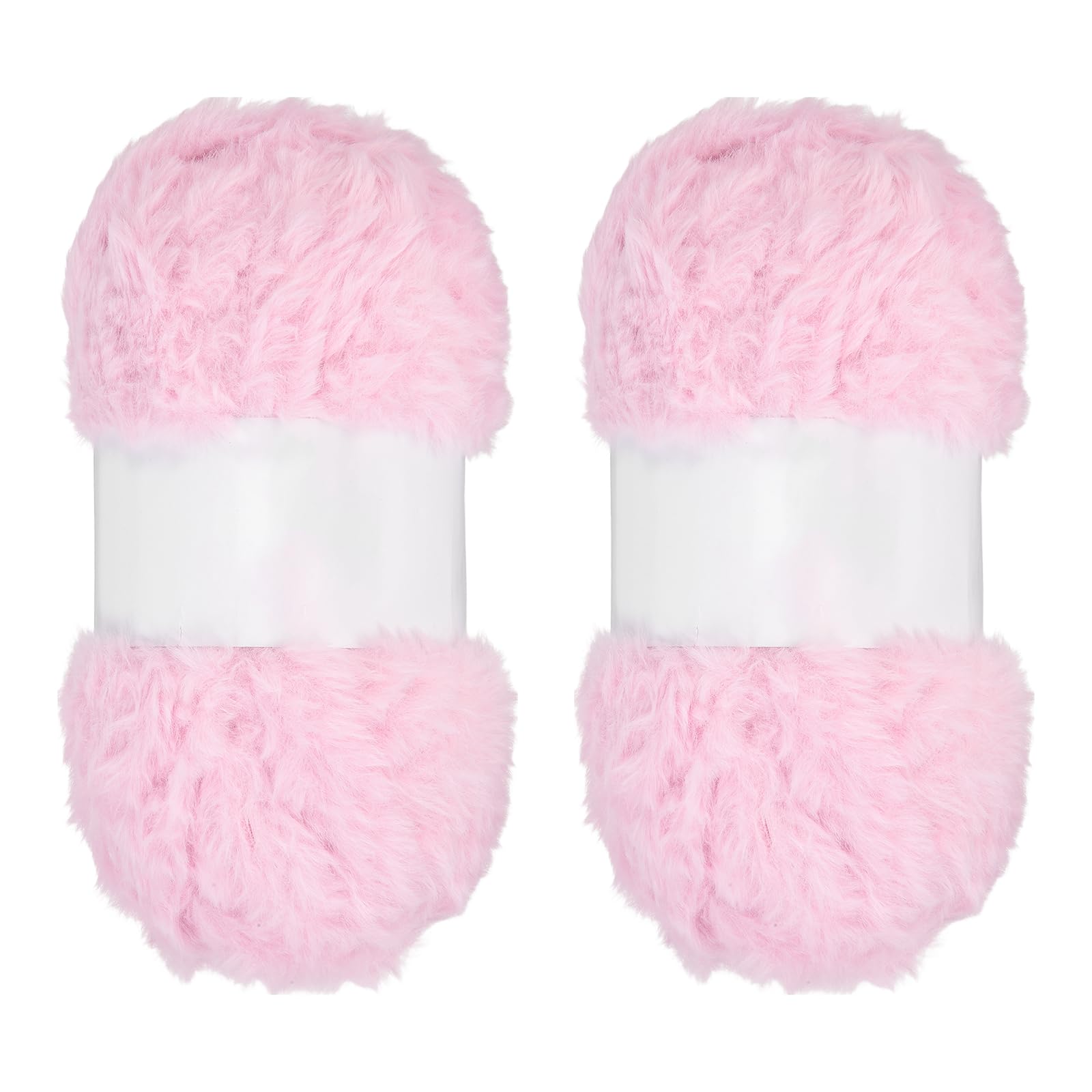 PATIKIL 65 Yards Soft Chunky Fluffy Fuzzy Faux Fur Yarn, 2 Skeins Chunky Fuzzy Yarn Fur Polyester for Crochet Knitting Blankets Scarves Sweaters Hat Shawls, Cherry Blossom Pink — image 1