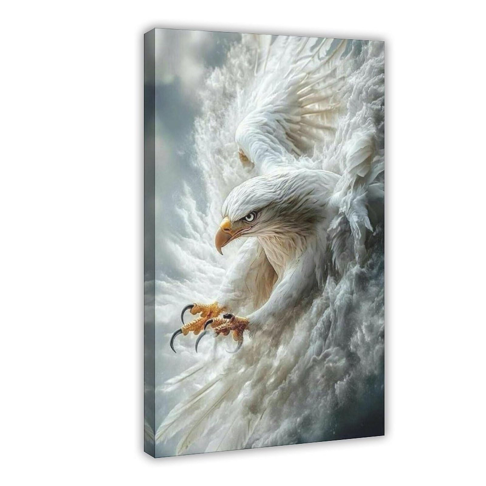 Qnvjqkdsi Frame Majestic Bald Eagle Attack Pose, Fierce Bird Wildlife Canvas Poster Bedroom Decor Landscape Office Room Decor Gift 16" L X 24" W