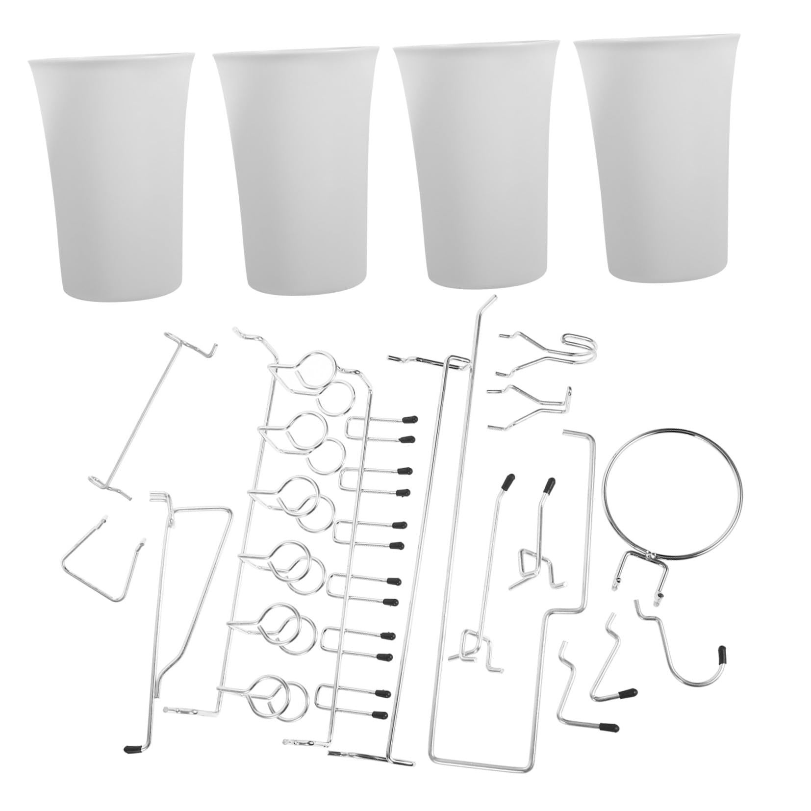 Set di Ganci per Pannello Forato 170 Pezzi in Acciaio Inox | Argento, Bordi Arrotondati senza Sbavature, Accessori per Officina e Cucina, Forme Assortite