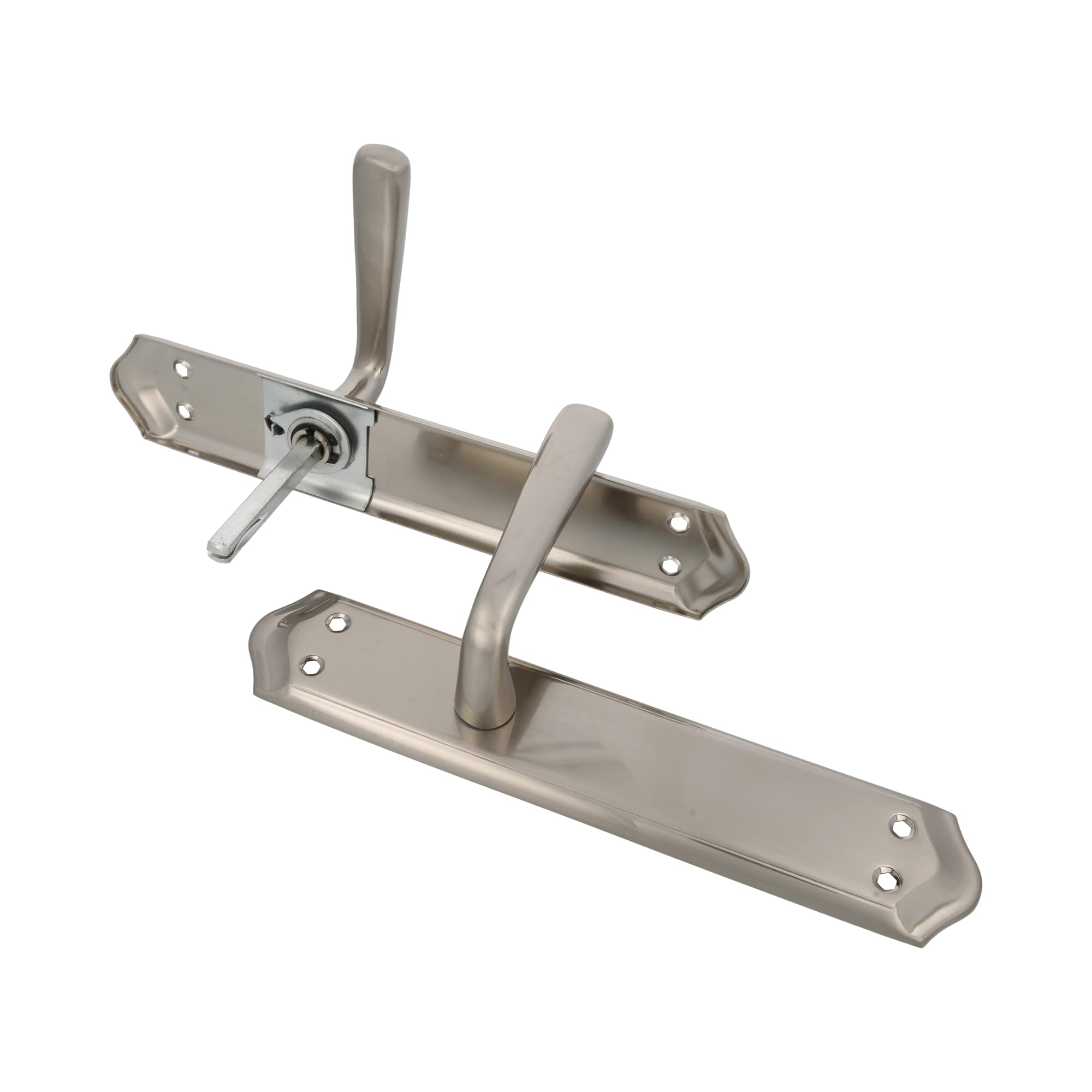 Amig - Lot de 2 poignées de plaque argentée en laiton avec finition chromée mate pour portes intérieures - 256 x 48 mm · Carré de 8 mm | Vis incluses