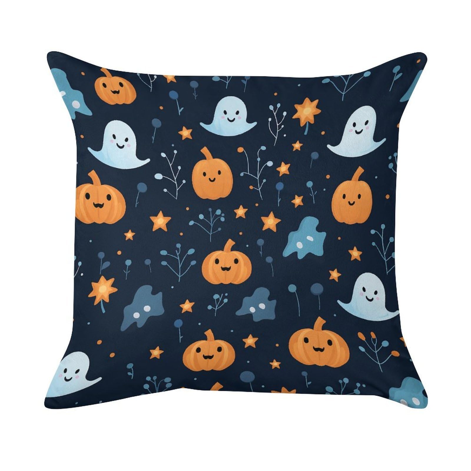 FekiLoot Ghosts and Pumpkins Pillowcase Velvet Throw Pillow Cover Ultra Soft Lumbar Pillow Shells Square Cushion Cases with Zipper Luxury Cozy Pillows Shams for All Seasons