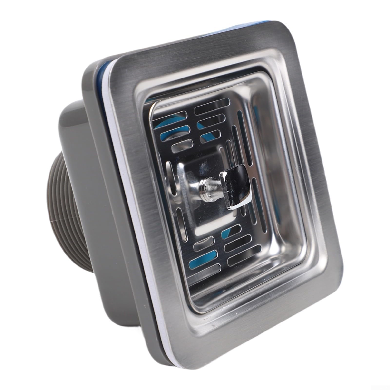 Desagüe cuadrado para fregadero de cocina de 114 mm, mecanismo de elevación de filtro de acero inoxidable para una captura eficiente de partículas de alimentos y eliminación de escombros