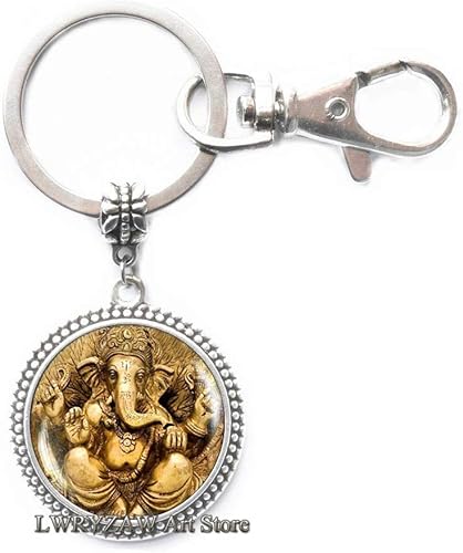 Llavero Ganesh, llavero Ganesh, joyería de Dios indio de Ganesh, Dios hindú indio, joyería religiosa del hinduismo, llavero Lord Ganesha, M58,