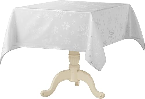 Miniatura 8 de Mantel blanco para mesas rectangulares de 60 x 84 pulgadas, mantel suave y pesado para comedor, cocina, fiesta, vacaciones de invierno, color dorado