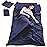 Mannice Sleeping Bag Liner Travel and Camping Sheet Lightweight Warm Roomy Compact Sleep Bag and Sack with Pillow Cover Soft for Hotel, Youth Hostels, Picnic,Hiking,Climbing 82.7 X 45 Inch,Dark Blue