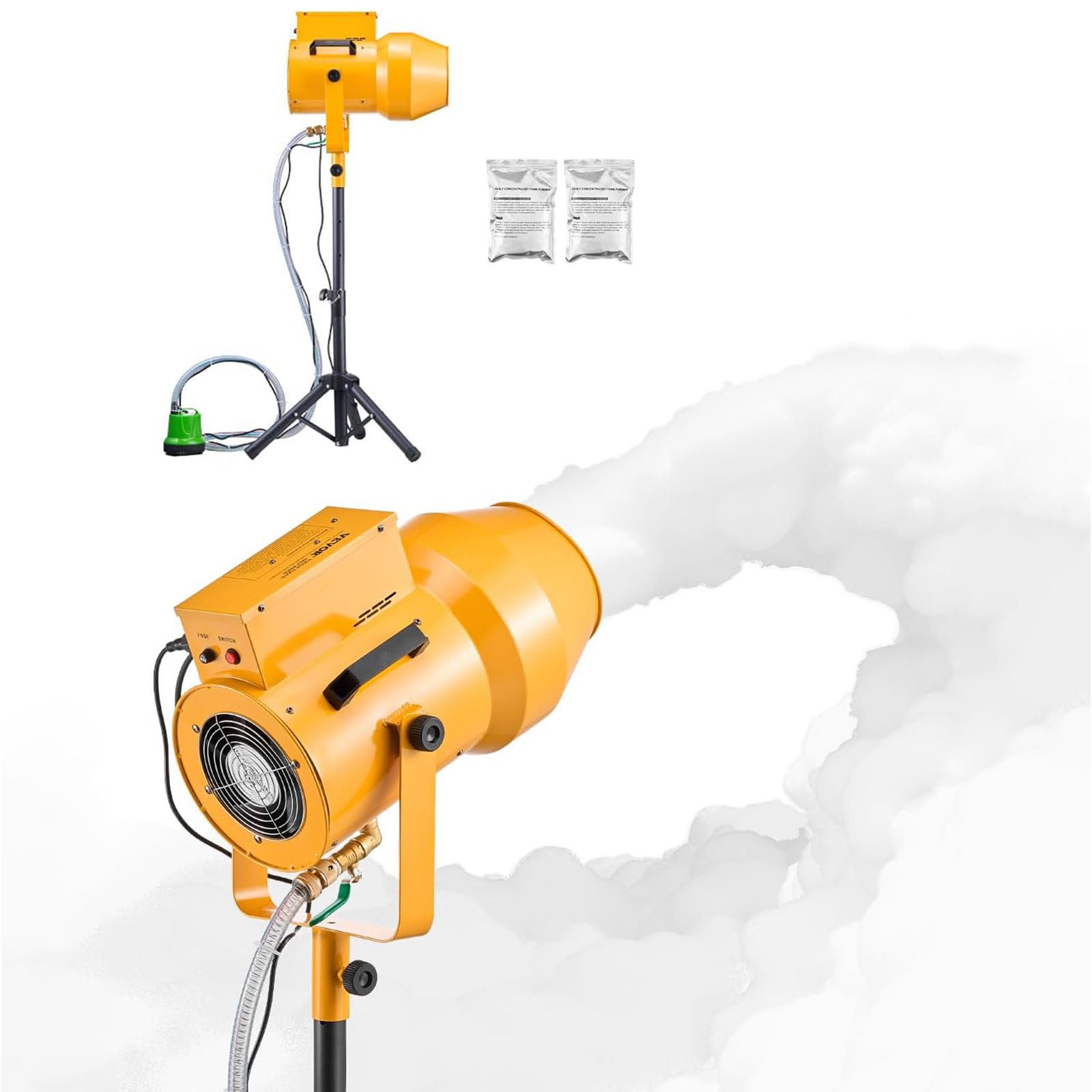 Duża maszyna do pianki, 1000 W Outdoor Party Jet Foam Maker, odległość 6-10 m / powierzchnia 80㎡, żółta