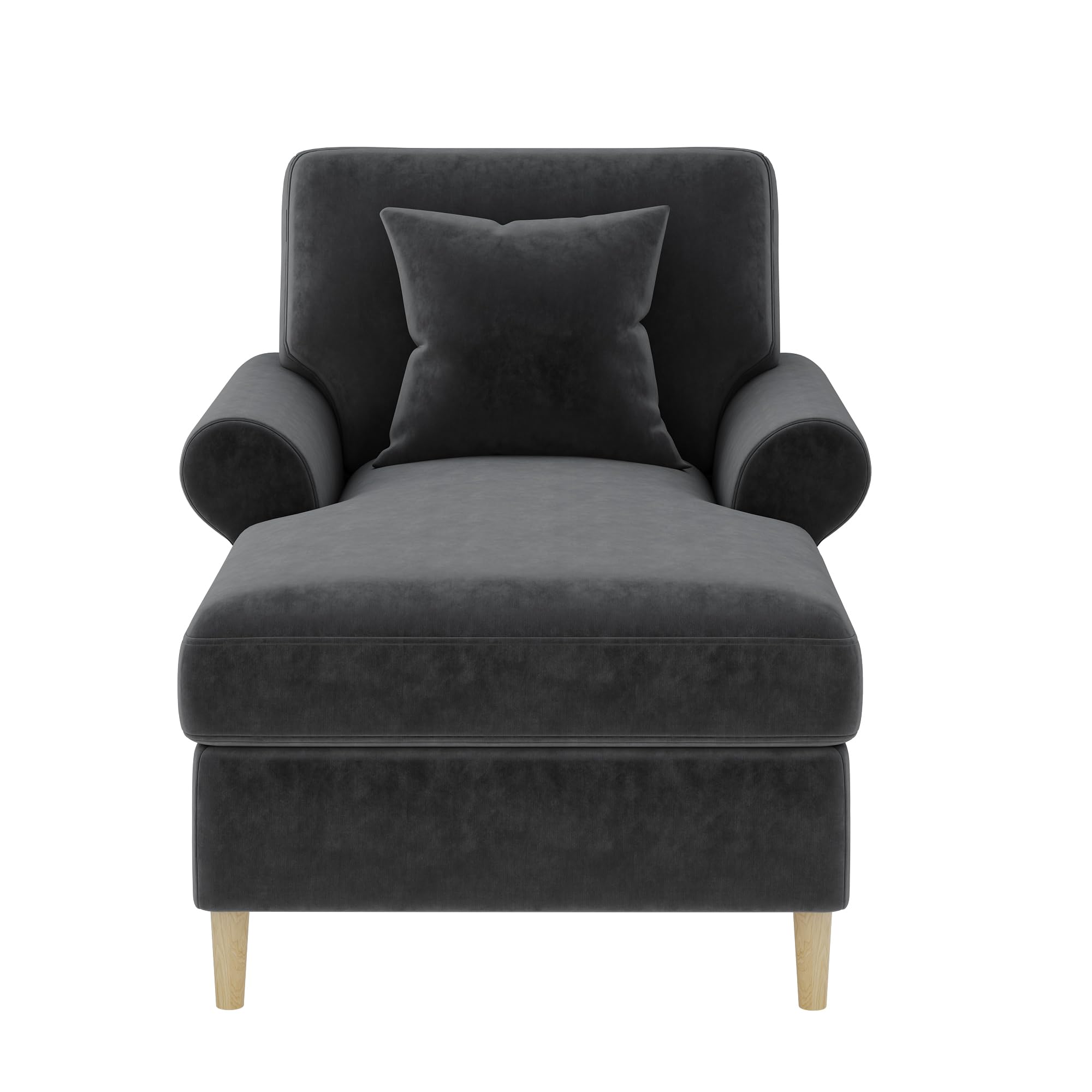 Zepneiy - Sofá de 1 plazas con acolchado y chaise longue plegable cómodo, puf para salón y dormitorio, terciopelo gris