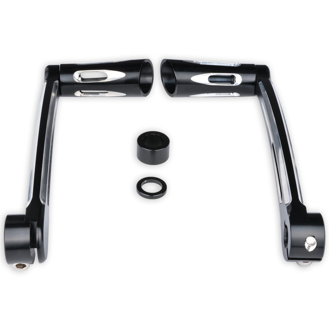 TUINCYN Motorcycle Heel Toe Levers with Front Rear Shift Levers Shifter Pegs Black Chrome for Harley Touring FLT FLH 1997-2017