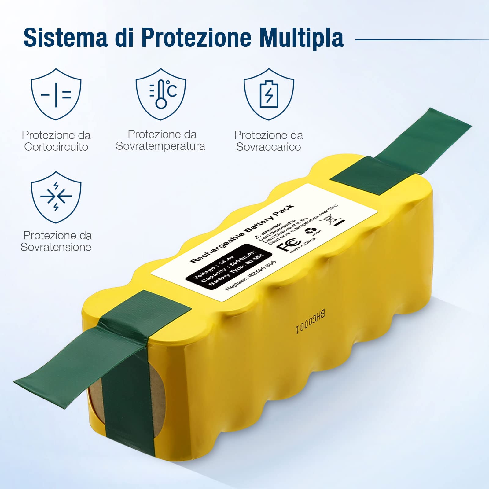 Batteria Ni-MH 14.4V 5000mAh Per IRobot Roomba 500-800 Series - Ricambio Con Spazzole Laterali Incluse - Foto 8