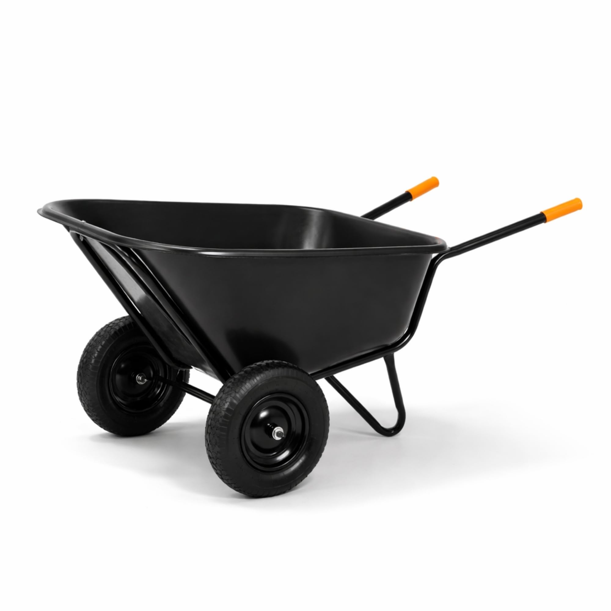 SPRINGOS - Brouette de jardin 300 litres à deux roues, capacité 160 kg, roues pneumatiques, bac en plastique, montage facile, pour travaux de jardinage et de construction