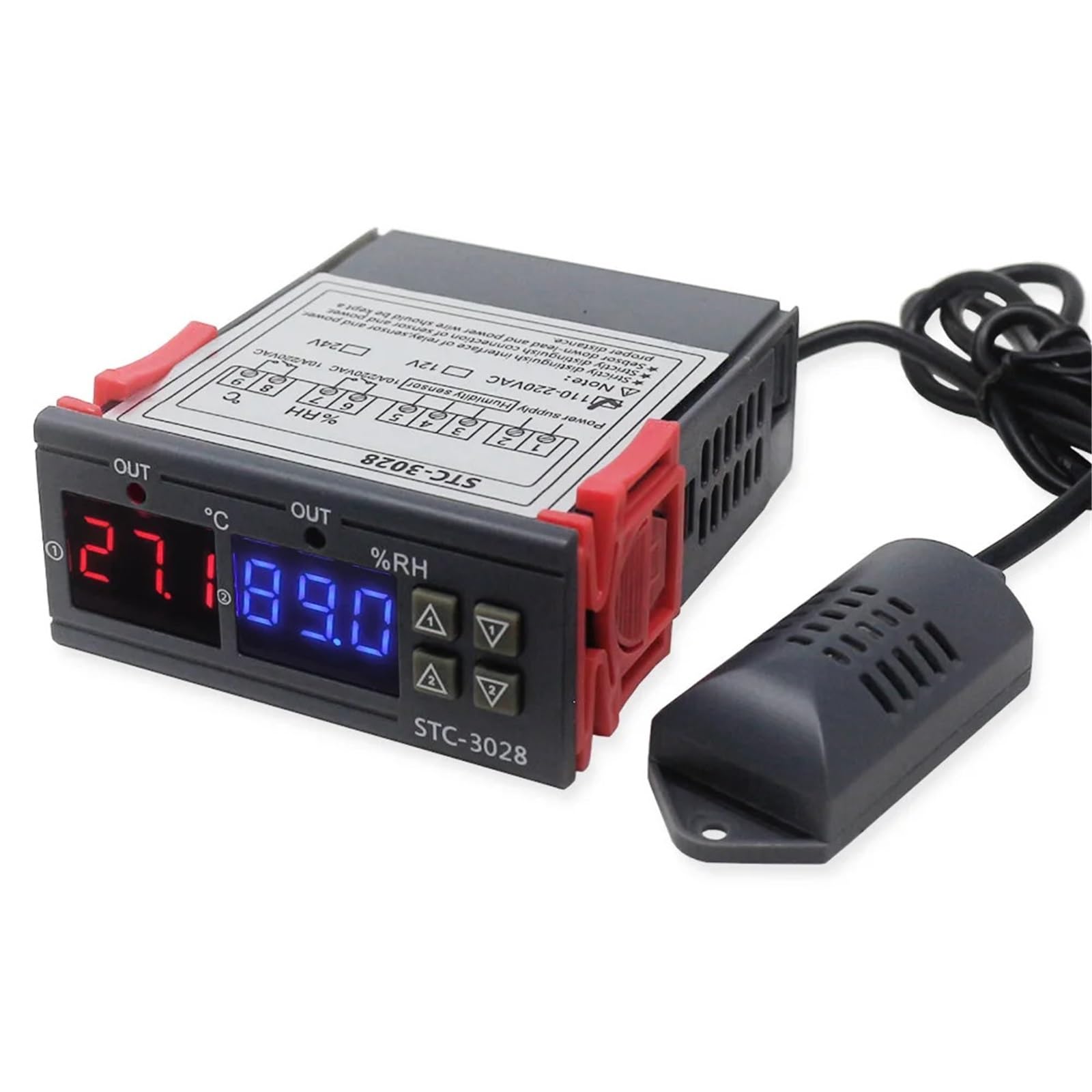 mXCDtRptJ Dual Digital Thermostat Temperature Humidity Control STC-3028 Thermometer Hygrometer AC 220V DC 12V 24V(STC-3028 12V)