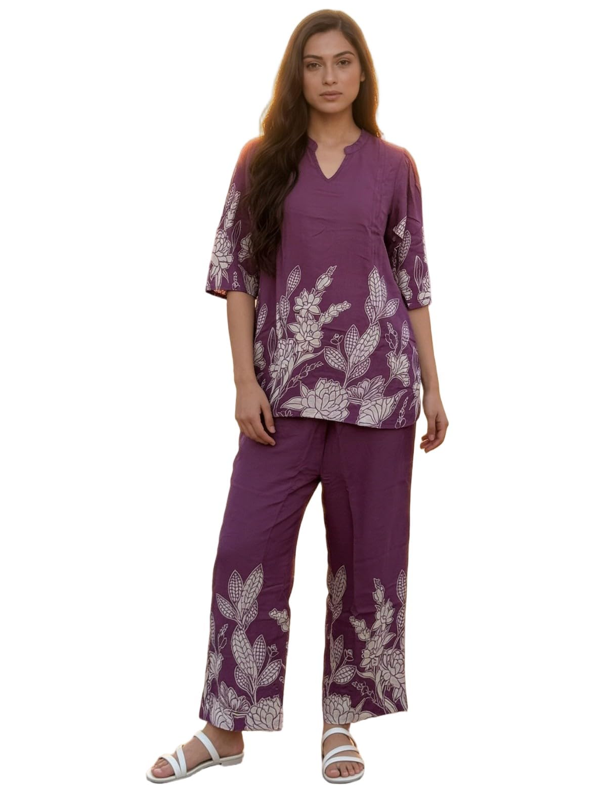 rangita Women Mauve Rayon Printed Straight Co-Ord Set-picture-45