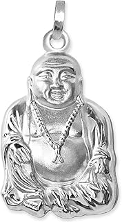 Silberner Damen Herren Anhänger Buddha 23 x 16 mm matt glänzend kombiniert Sterling Silber 925