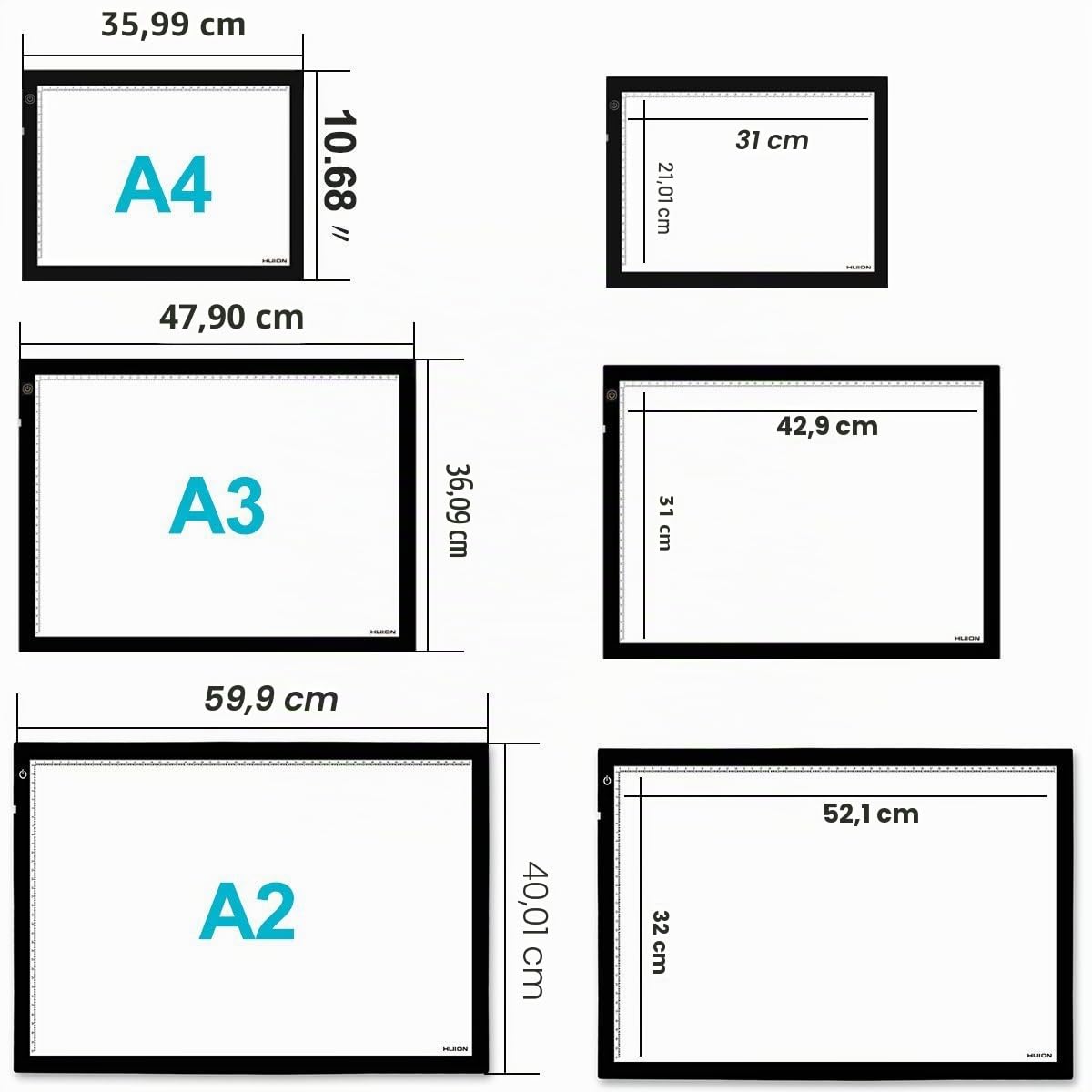 HUION Tavoletta Grafica A3 Scatola Luminosa a Binario a LED Super Luminoso con Funzione di Luminosità Regolabile Scatola Luminosa per Artigianato Tracciamento Animazione Disegno Schizzo Calligrafia