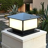 Vista 1 de Luz de columna para exteriores, impermeable, IP65, luz de pilar, luz de poste exterior, farol de poste de aluminio negro, valla de vidrio, pedestal
