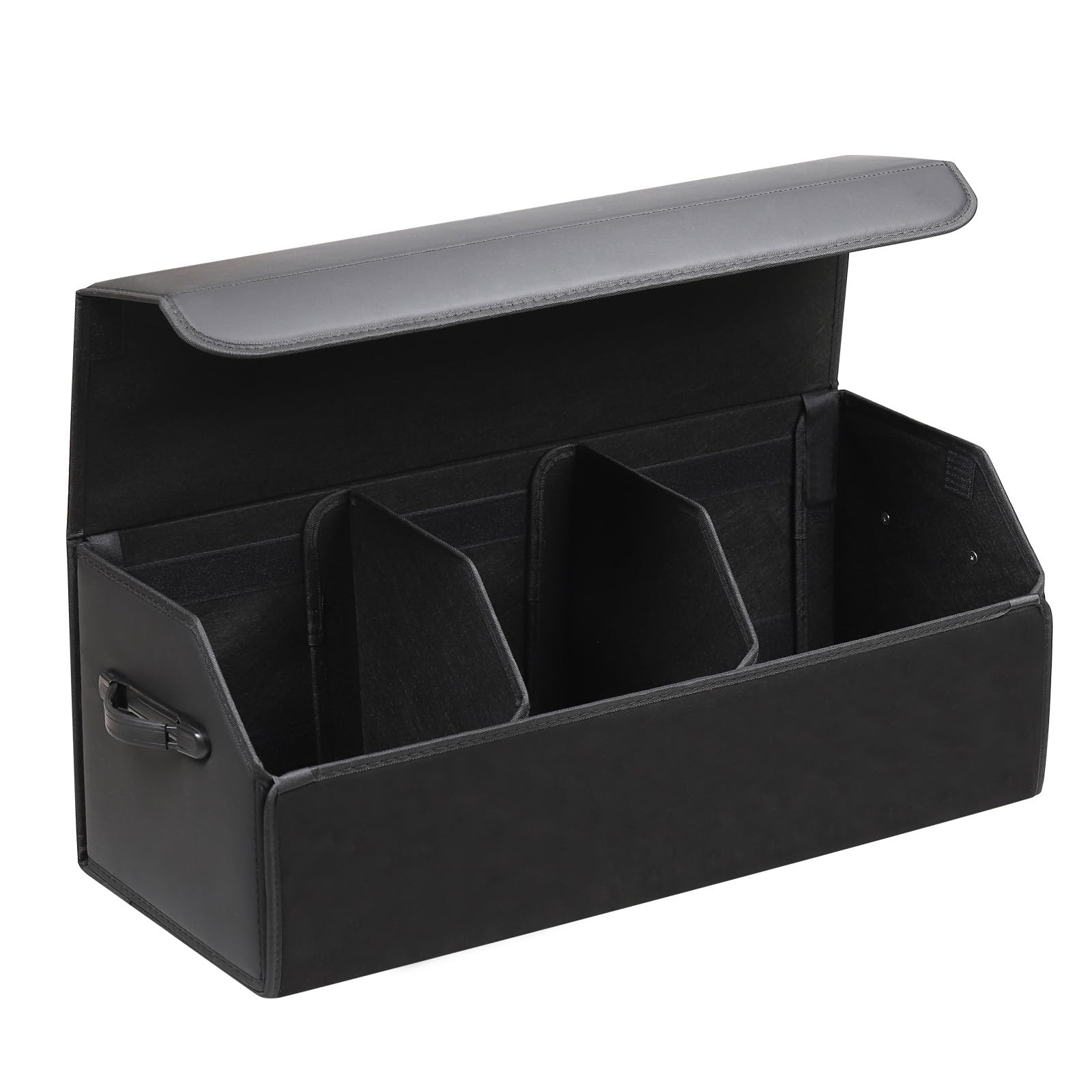 Photo 1 of AUTOARK Leather Car Trunk Organizer,Durable Collapsible Adjustable Compartments Cargo Storage,Extra Large Capacity,AK-151