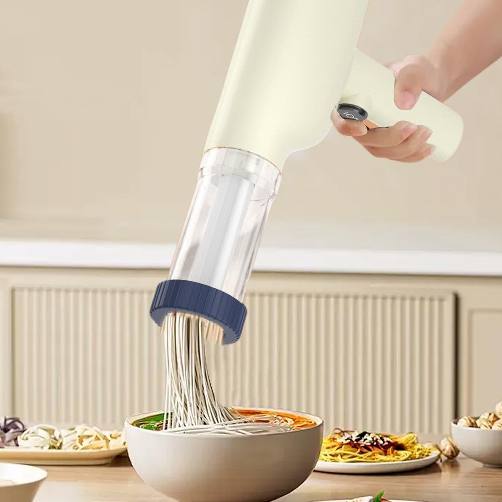 Maker de pâtes électriques, machine à nouilles automatique, fabricant de pâtes à main, avec 6 disques conception sans fil et portable moteur de 40W pour la cuisine de machine à spaghetti maison