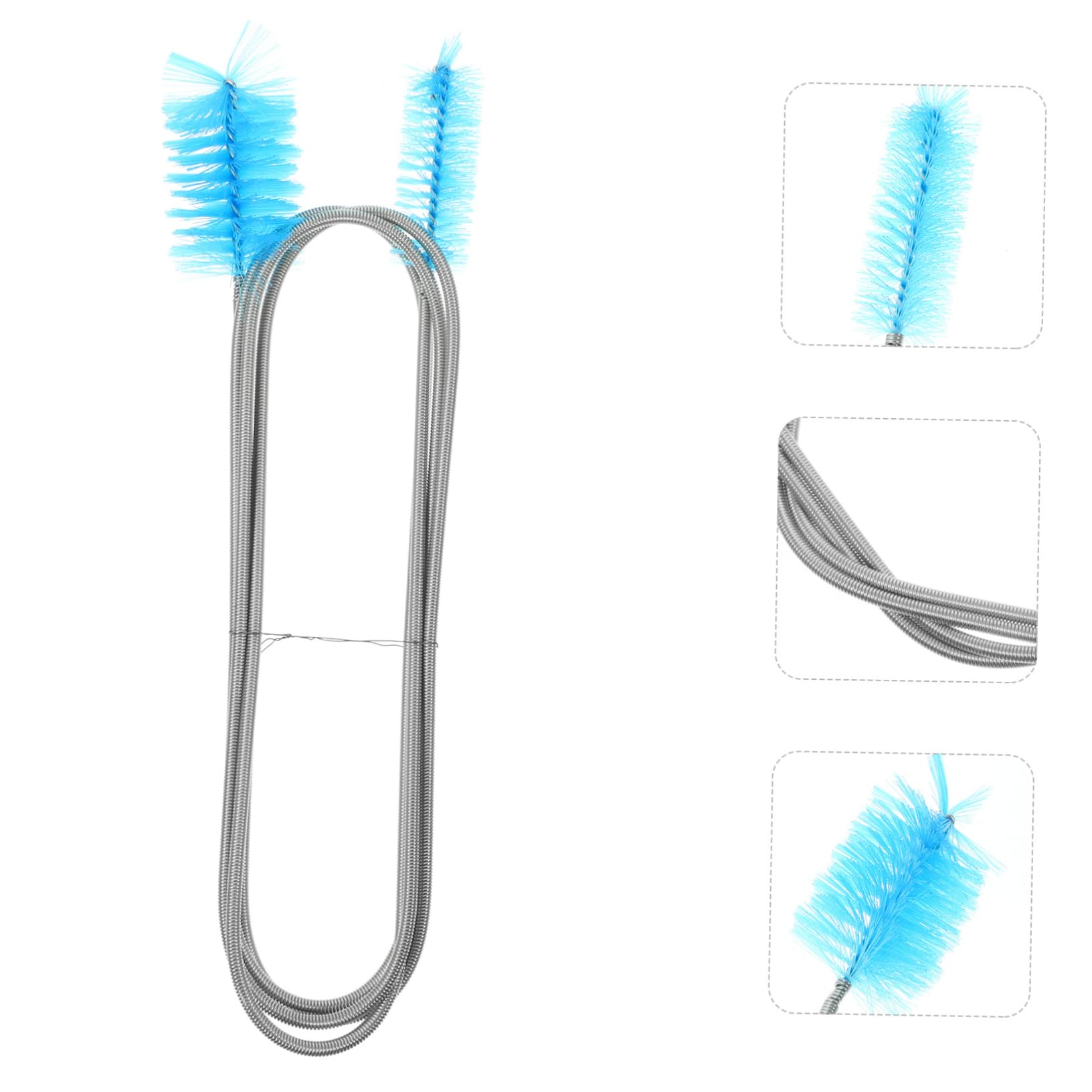 PartyKindom 3 Pcs Aquarium Spring Cleaning Tool Double Brush Tube Cleaner Brush Magnetic Stainless Steel Bending Spring