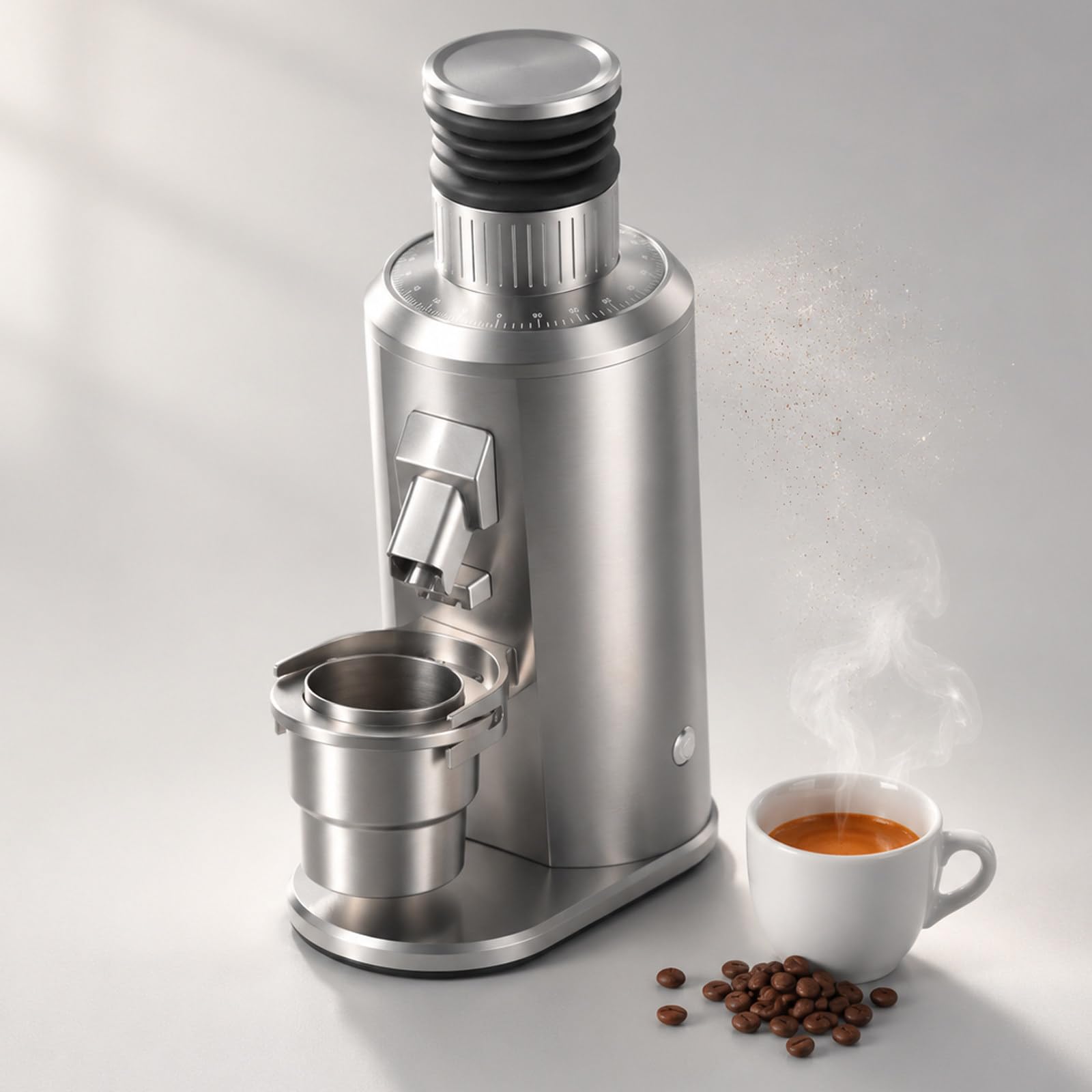 Single dose elektryczny młynek pro burr – 80mm stalowe żarna, bezstopniowy, puszyste mielenie, metal, elegancki, dom & cold brew Black