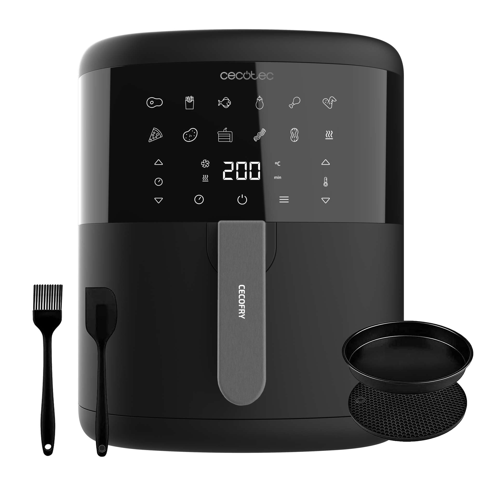 Cecotec Freidora de Aire sin Aceite de 6 L Air Fryer con Accesorios Cecofry Bombastik 6000 Full. 1700 W, Tecnología PerfectCook, Temperatura y Tiempo Regulables, Control Táctil, 12 Modos