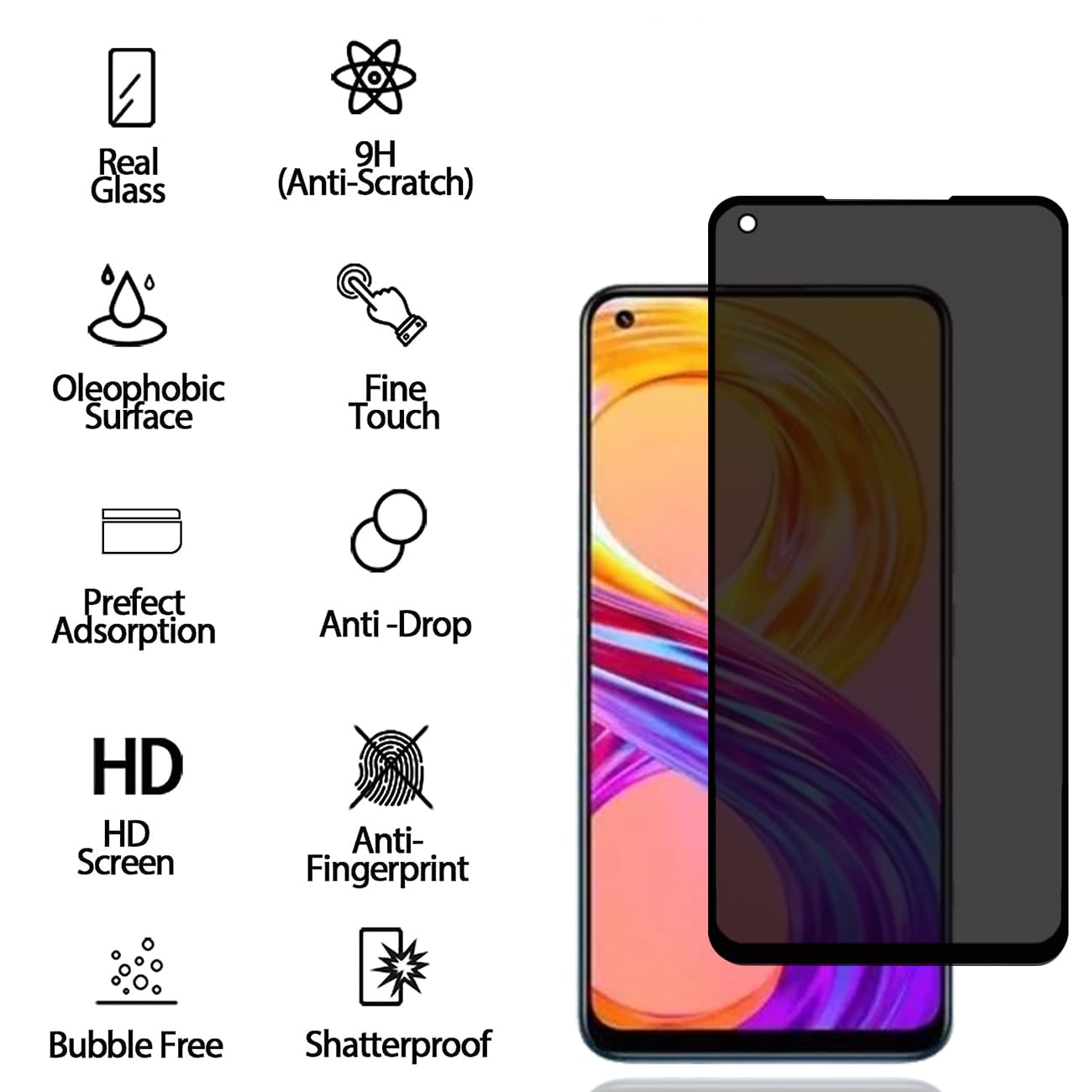TingYR Vetro Temperato Per Realme 8 PRO (2+2): Protezione Schermo E Fotocamera 9H Anti Graffio, HD