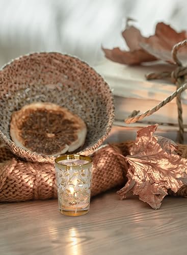 Miniatura 5 de Serene Spaces Living Juego de 4 portavelas votivas marroquíes doradas, ideales para decoraciones de bodas, fiestas, eventos, cena de Navidad, 3.5