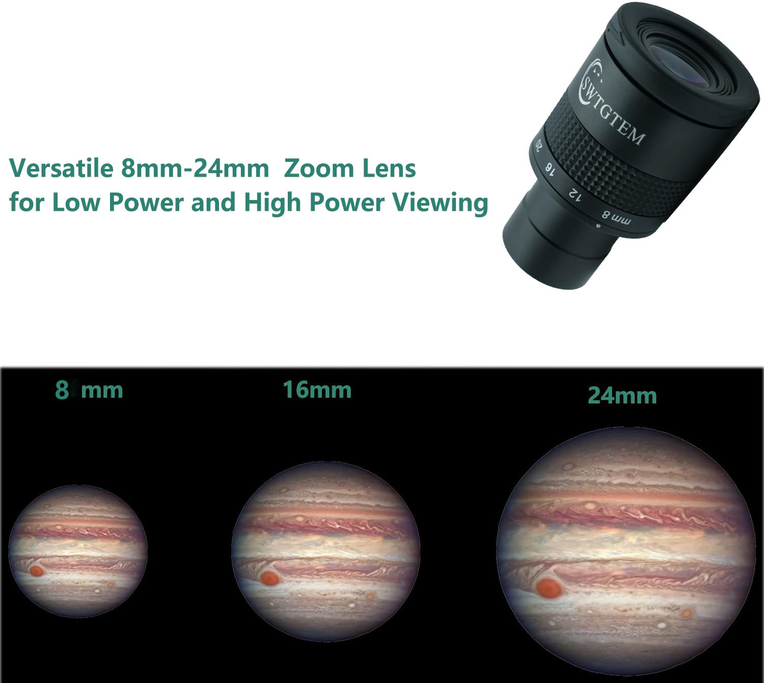 Telescopio Planetario Oculare Zoom, 8-24mm Lenti Oculari con FMC 9 Elementi 6 Gruppo, per Luna Astronomia Osservazione