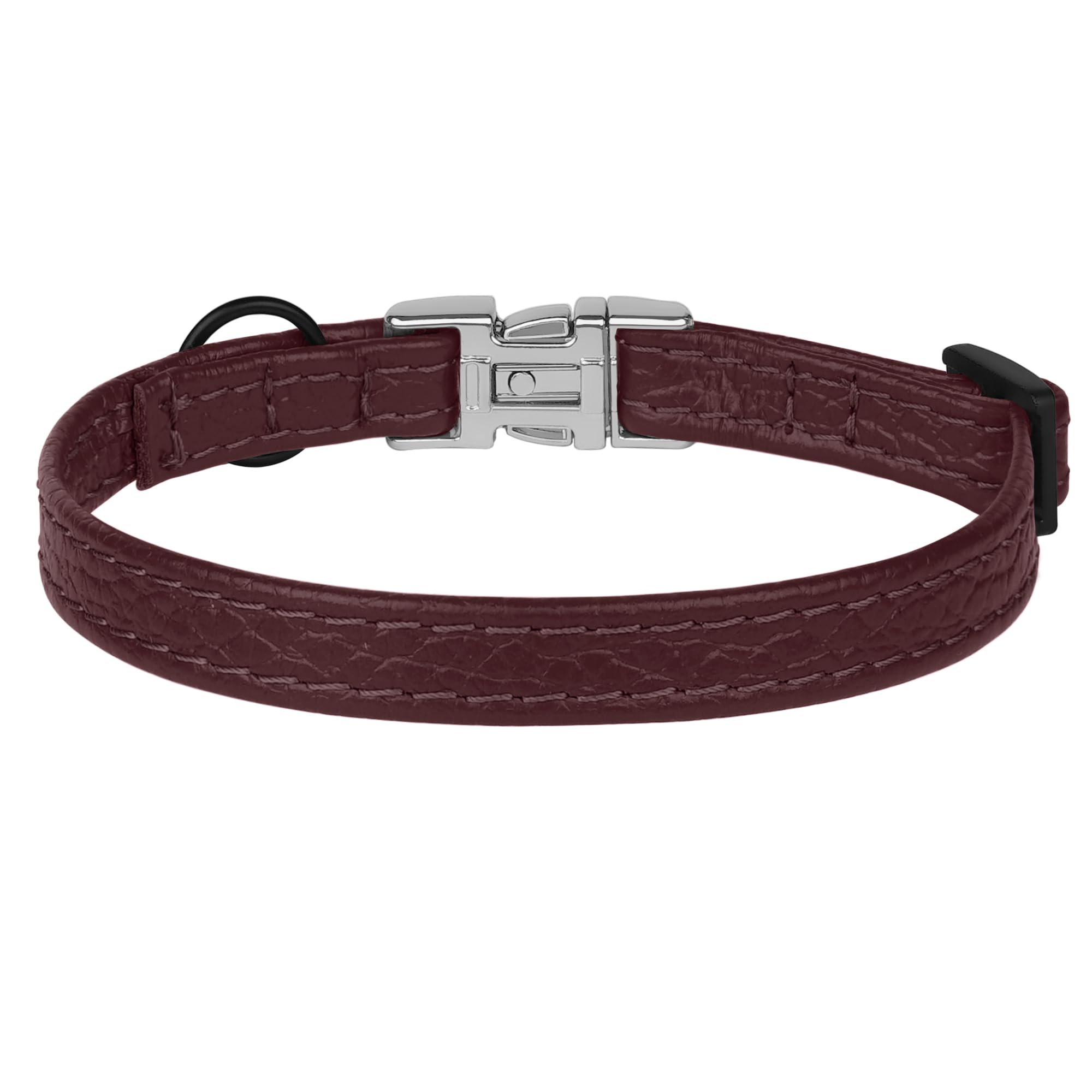 Collar de cuero para gato con hebilla y campana extraíble, no se rompe, ajustable, suave, de seguridad, para mascotas, para niñas, niños, gatos, gatitos (borgoña)