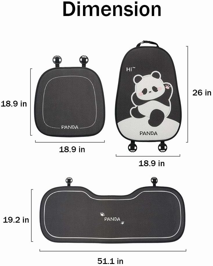 Cartoon Car Seat Covers Cute Panda Comfortable Front & Rear Seat Covers 7 PCS
