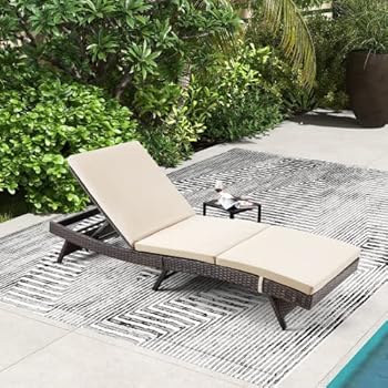 Alternative view of Vicluke Patio Chaise Lounge Chair, Outdoor Rattan Wicker Reclining Chaise with Adjustable Backrest and Removable Cushion, Pool Lounge Chair Sun Lounger for Poolside, Balcony, Garden (1 Piece, Khaki)