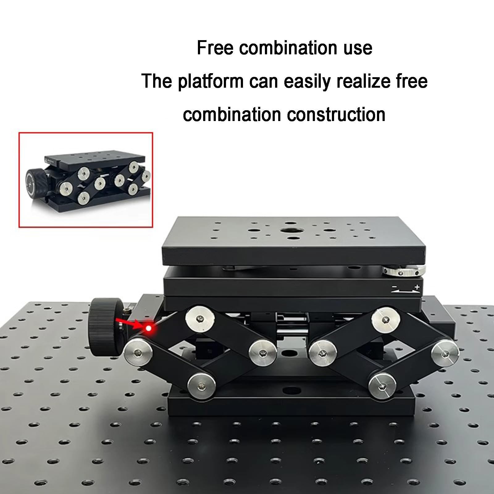 Plataforma de elevación manual, elevador deslizante de aluminio, capacidad de carga de 15 kg, elevador de tijera óptica de laboratorio para un posicionamiento preciso y fácil manejo