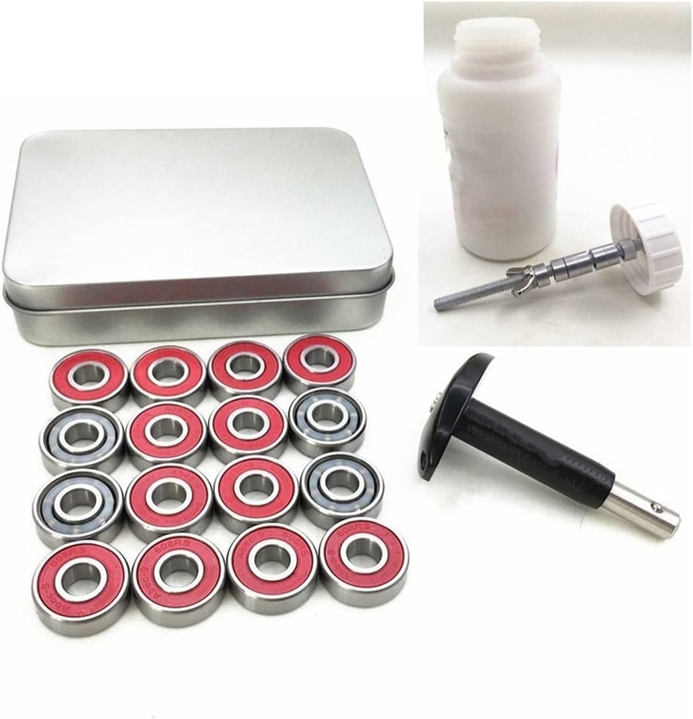 Bearings 16pcs 608RS Inline Skates Bearing+1pc Bearing Cleaner Bottle+1pc Dissasemble Puller Tool 608 Bearing