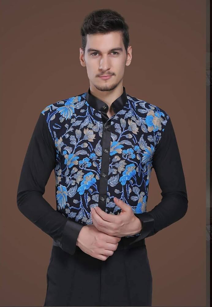 Amazon.co.jp: GRATTY 男性社交ダンス衣装 競技用 花柄 ラテンダンス