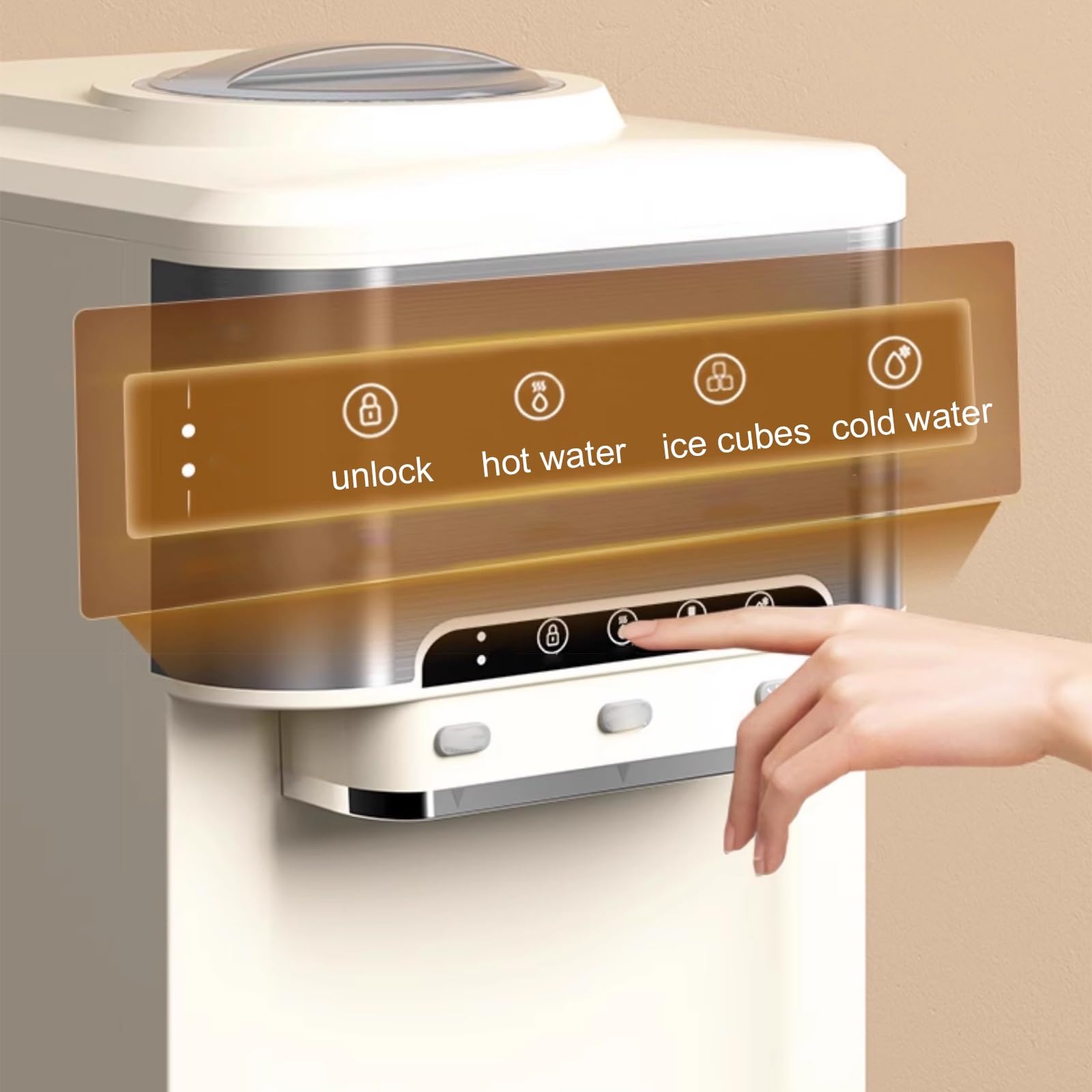 Ice Makers Countertop Nugget Ice Cubes Small Stainless Steel 55lbs/24h 3-In-1 Water Cooler Dispenser With Built-In Ice Maker For Home Office White on Fridge.com - View 6