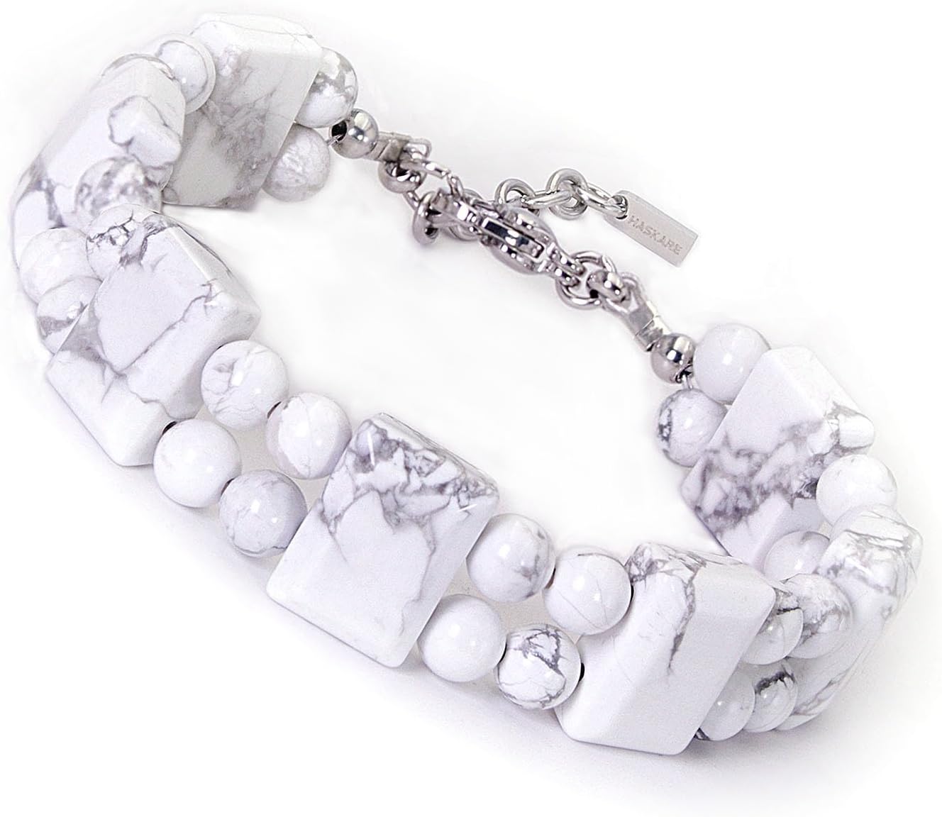 HASKARE Natural Stone Mens Crystal Bracelet Genuine Gemstone Calming Beads Bracelet for Men Handmade Jewelry Durable Adjustable Beaded Bracelet Unique Gift for Men Stuffer for Him Good Luck Guardian