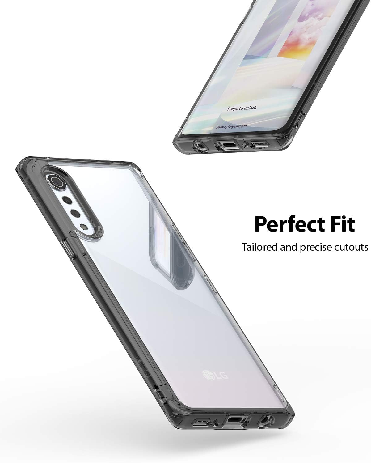 Ringke Fusion Case Compatible with LG Velvet (NOT Compatible with LG Velvet 5G UW by Verizon & T-Mobile) - Smoke Black