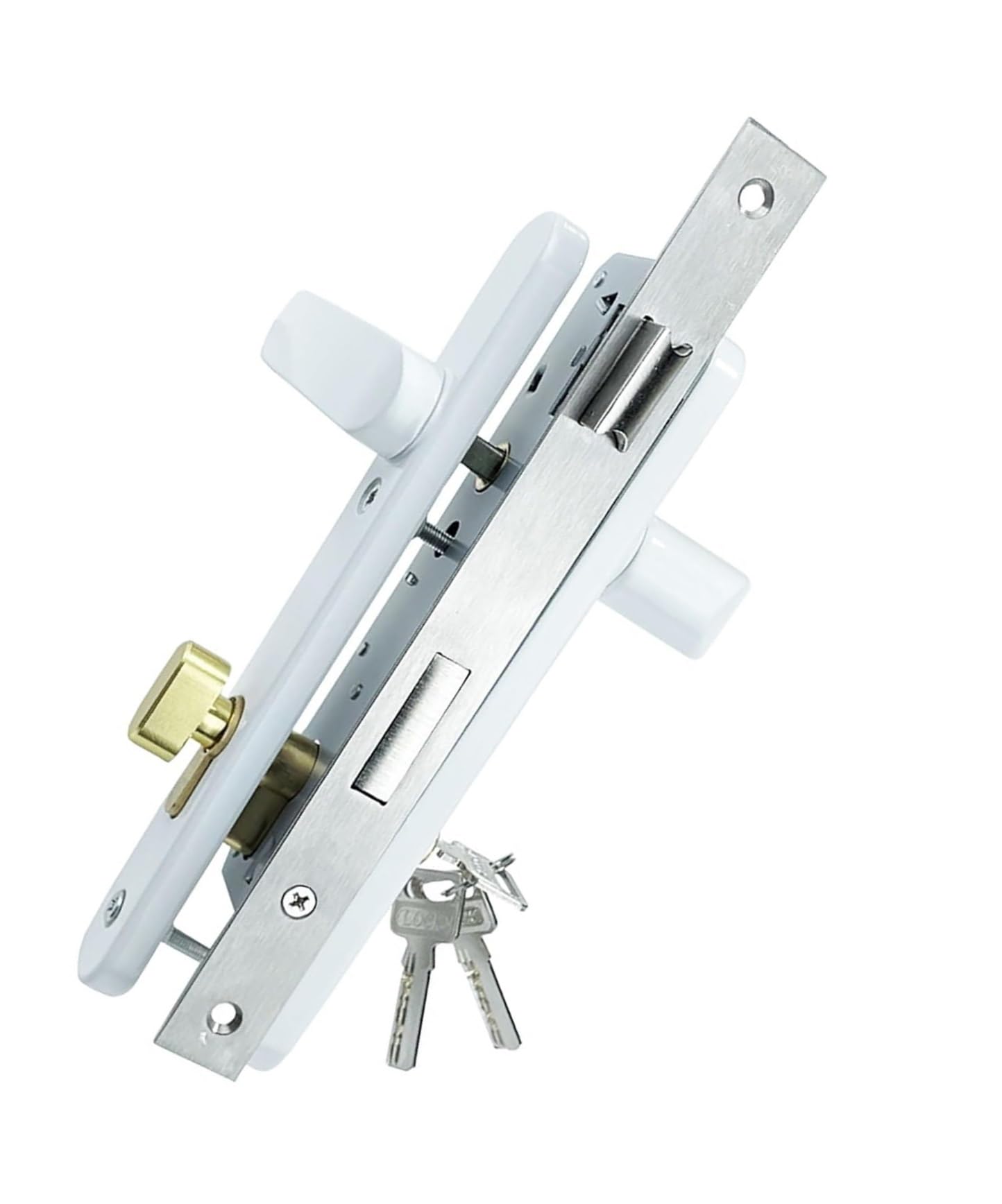 Chiusura a infilare in acciaio inossidabile bianca B | For Sicurezza Domestica, silenziose for Set Leve Euro con Chiavi, for Maniglia Camera da Letto, for Cilindri Sagomati