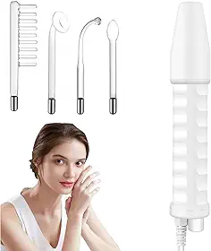 Aparelho de Alta Frequência Portátil ILID com 5 Eletrodos para Cuidados Faciais e Capilares | Ozonoterapia, Efeito Térmico, Design Ergonômico, 220V (Modelo Luz Vermelha）
