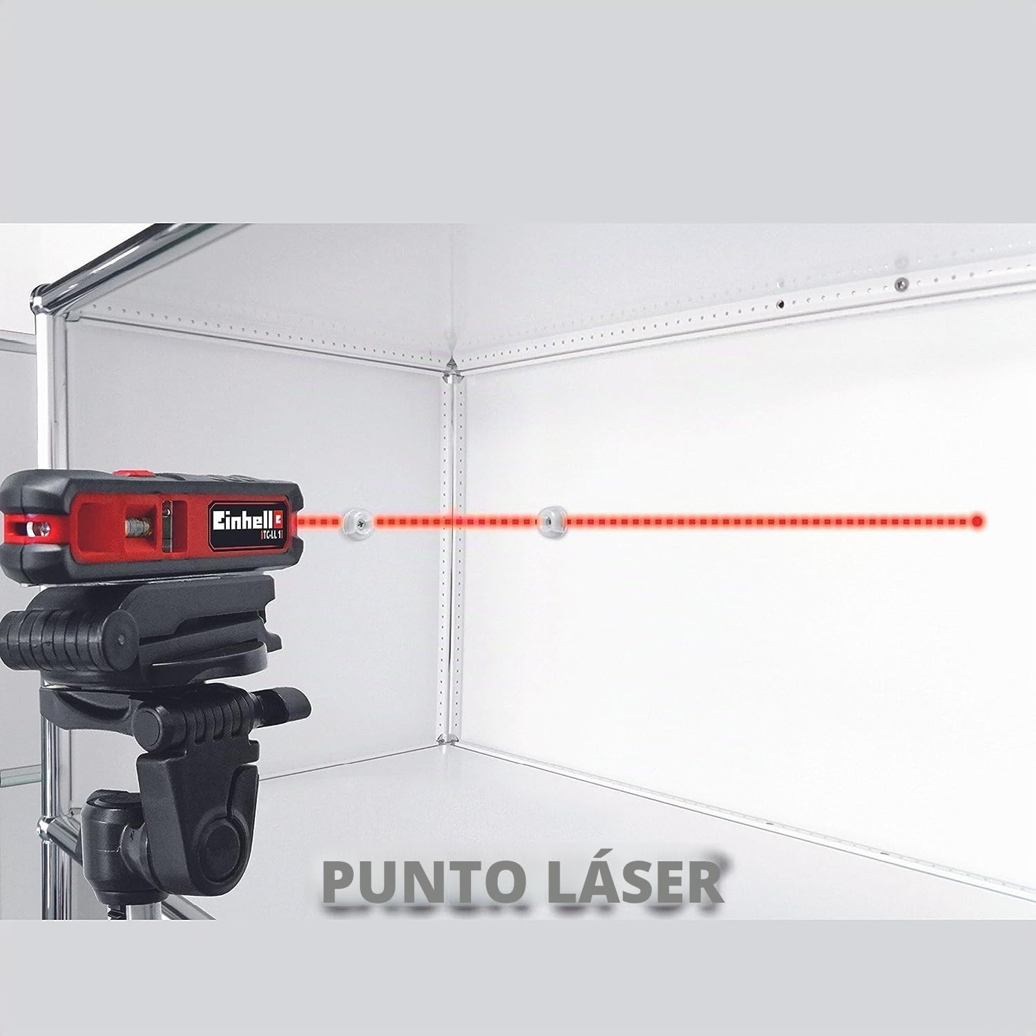 Einhell Nivelación láser - TC-LL 1. Líneas horizontales, verticales y diagonales, láser puntual, niveles de burbuja integrados, agarre suave, incluye soporte de pared