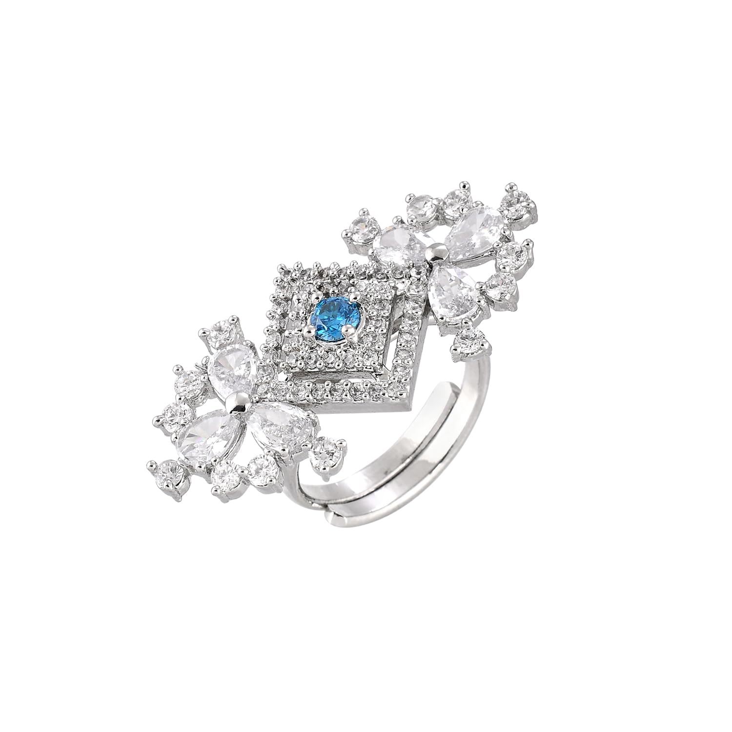 Before Sunrise Statement Ring|Rings For Women|American Diamond|Party|Wedding|Festive|Gift For Women| (Aqua)-image-1