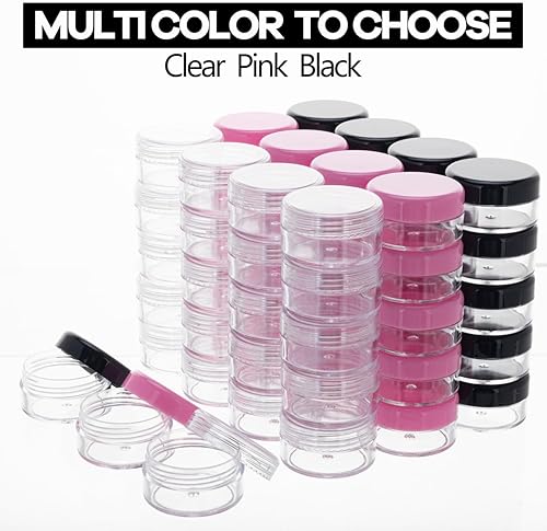 Miniatura 8 de Recipientes de muestra de 40 unidades de 0.35 oz, pequeños recipientes de plástico con tapas, frascos de muestra vacíos con etiquetas y mini