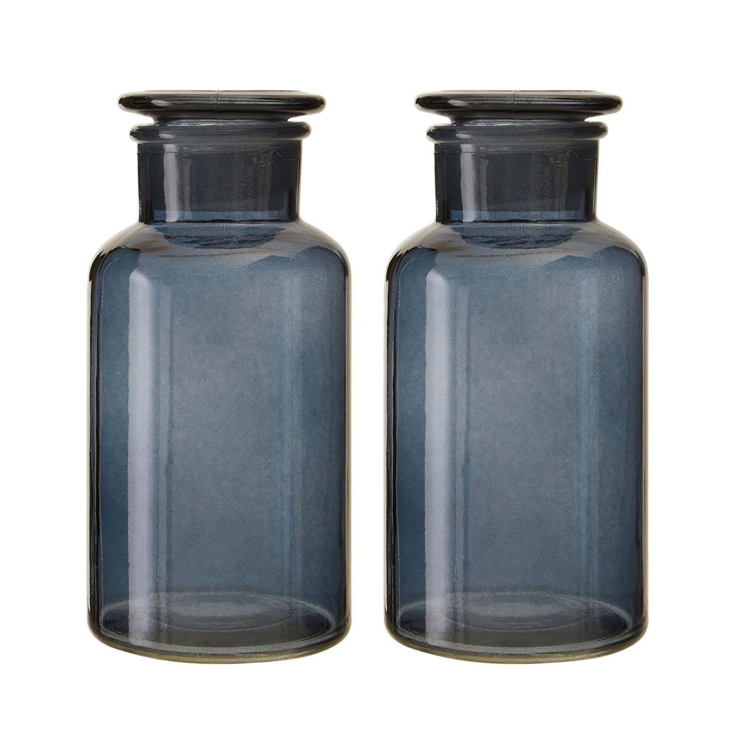 Unique Home Living Grey Apothecary Jar Set Of 2 Reagent Bottles, 500Ml Glass Storage Jars With Lid, Reusable Vintage Refillable Container For Essential Oils, Bath Salts, Lotion, Perfume