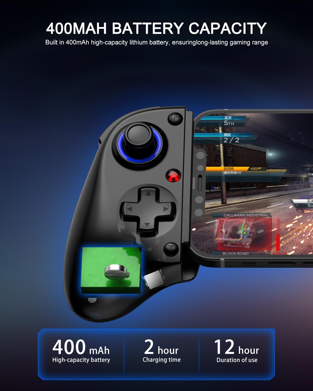 Bluetooth Mobile Game Controller for Nintendo Switch 2 & iOS & Android & Tablets, Wireless Gamepad Grip with Hall Effect Trigger Joystick, Ergonomic Phone Controller for iPhone, iPad Pro, Samsung