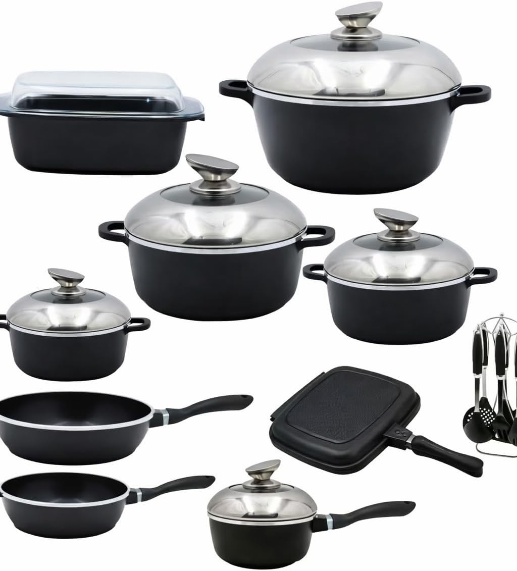 Cookware Set 23 PCS Nonstick Pots and Pans Set, Ceramic Induction Compatible Kitchen Cookware Set, Frying Pan & Casserole Set, Healthy PFOA-Free Cooking Set, FUMA Japan