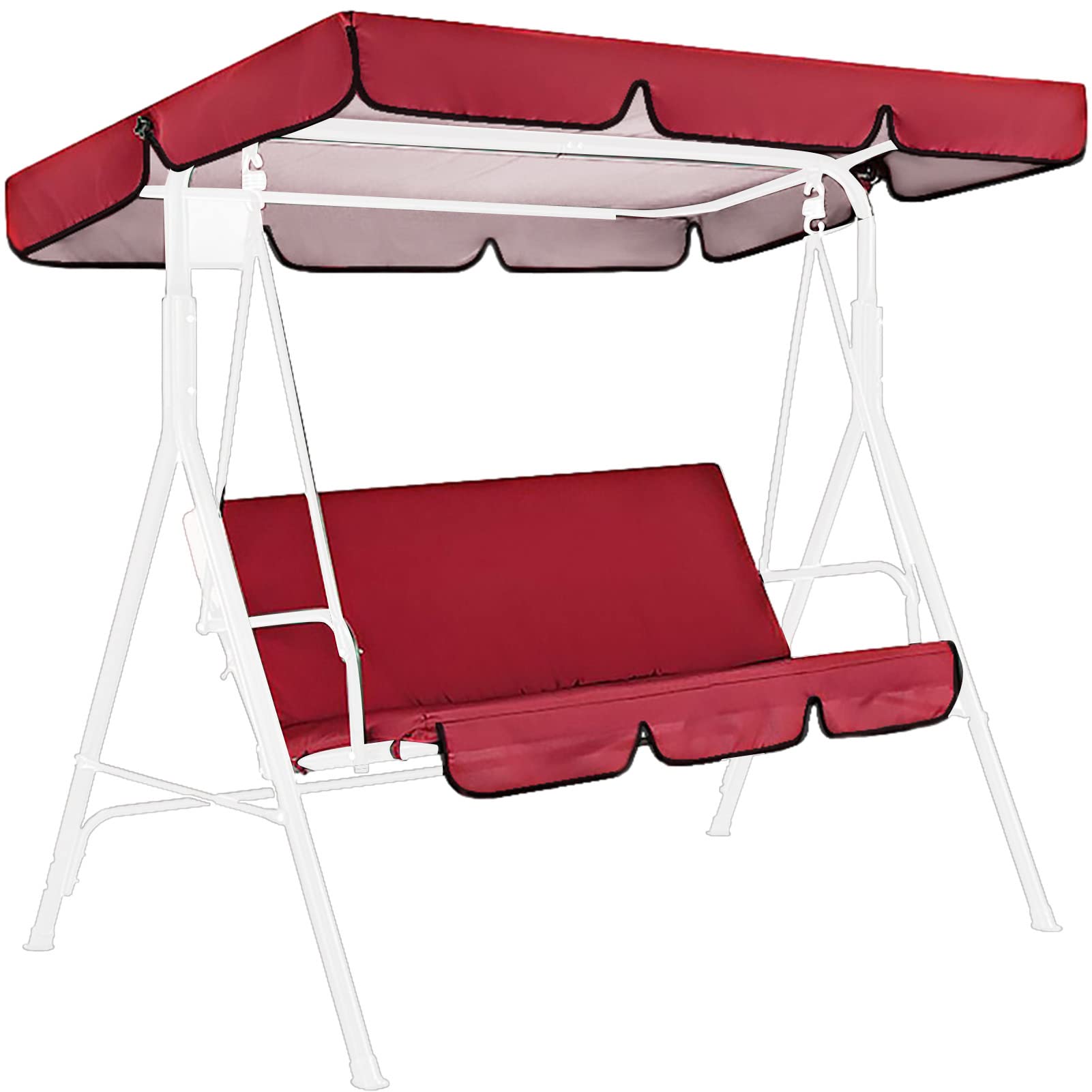 Set di cuscini per dondolo da giardino a 3 posti, baldacchino resistente alle intemperie per il relax del patio e del cortile, comodi cuscini di ricambio