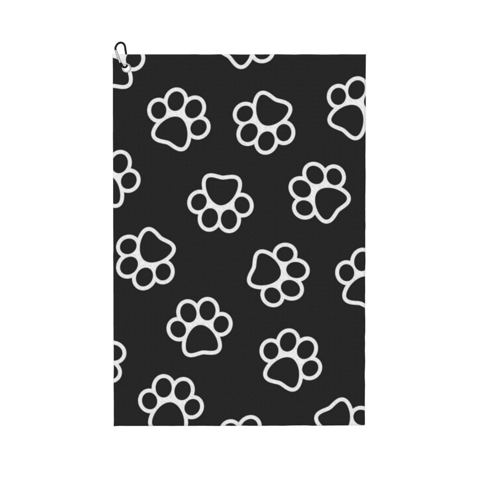 Hnnkloy Dog Paw Cat Paw Puppy Footprint, 16x24 in Portable Waffle Golf Towels with Carabiner Clip for Golf Bag