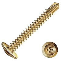 Vista 8 de Tornillos de chapa metálica de 2-1/2 pulgadas, 100 tornillos Tek de cabeza de armadura de acero inoxidable 410 de bronce 410, tornillos