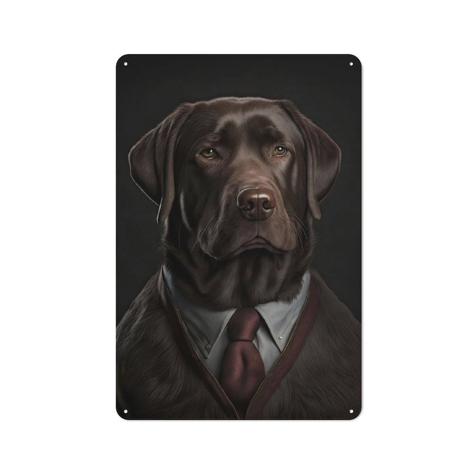 Junmoney Men's Labrador In A Suit Classic Metal Wall Decor 30X20cm, Decorative Tin Plaque For Cafe, Pub, Workshop Or Home Bar