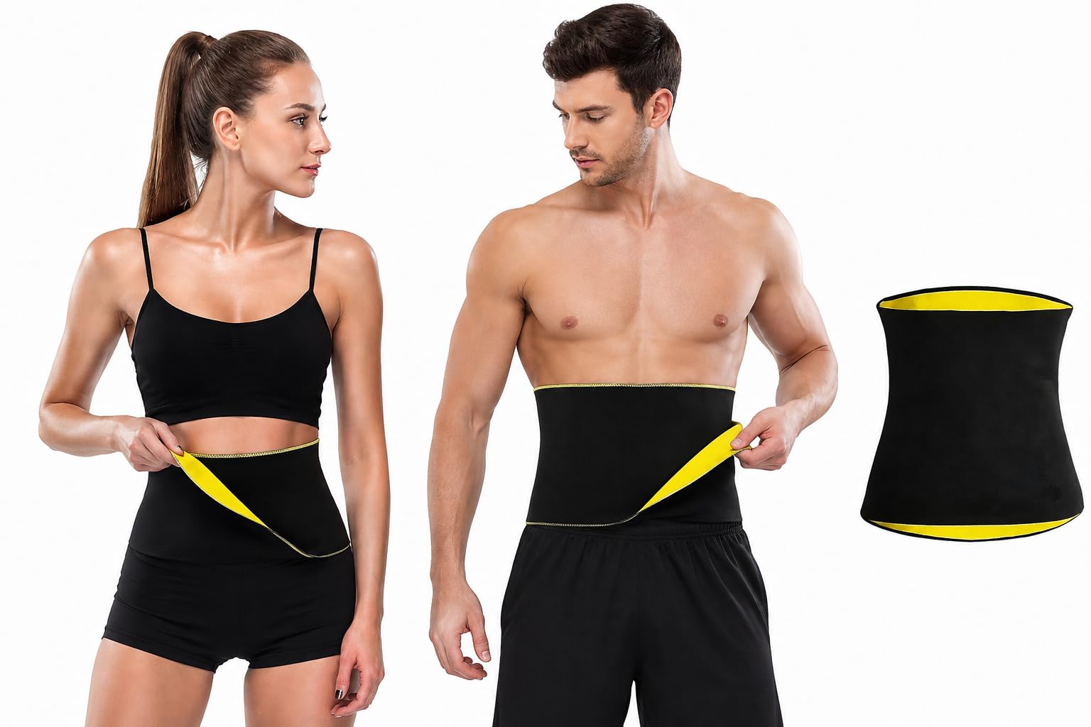 Unisex Body Shaper Tummy Reducer Slimming Waist Fitness Belt Black-image-0