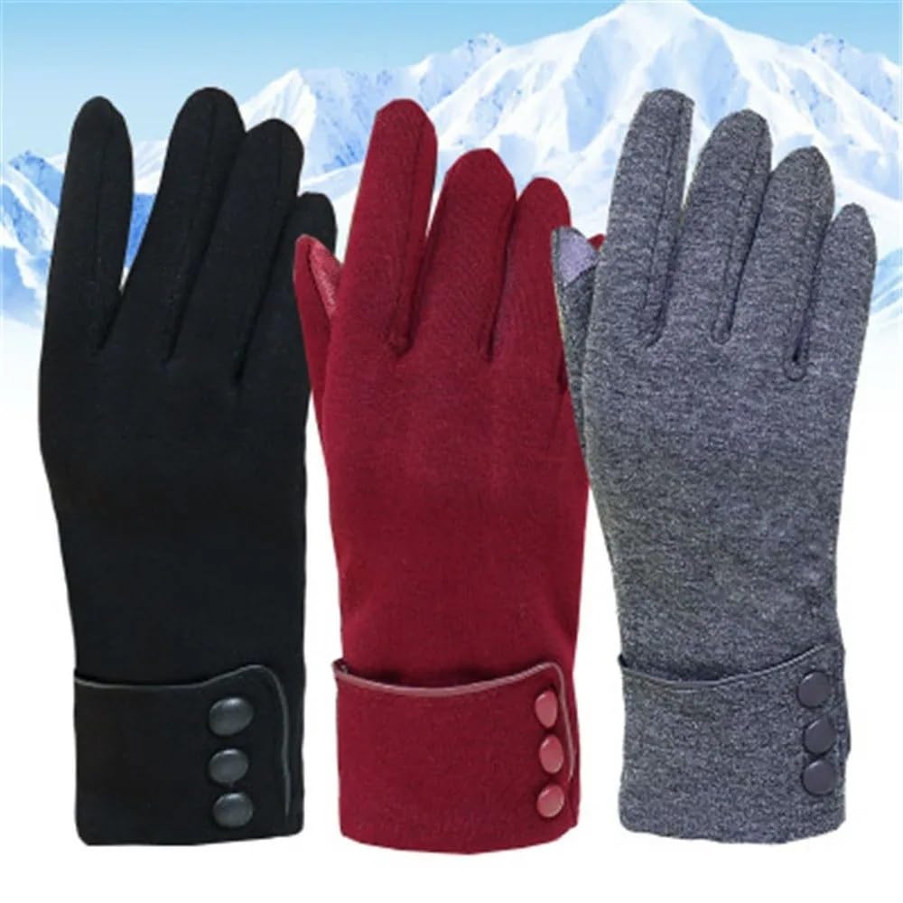 Guantes cálidos con dedos completos for mujer, guantes de algodón for pantalla táctil, guantes cálidos for mujer, forro polar térmico
